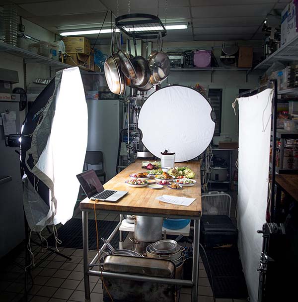 Behind the scenes from a photoshoot for the ordering kiosk for Brine Chicken.