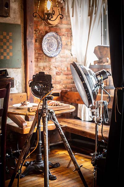 Behind the scenes of a photoshoot at an Italian restaurant in Brooklyn.